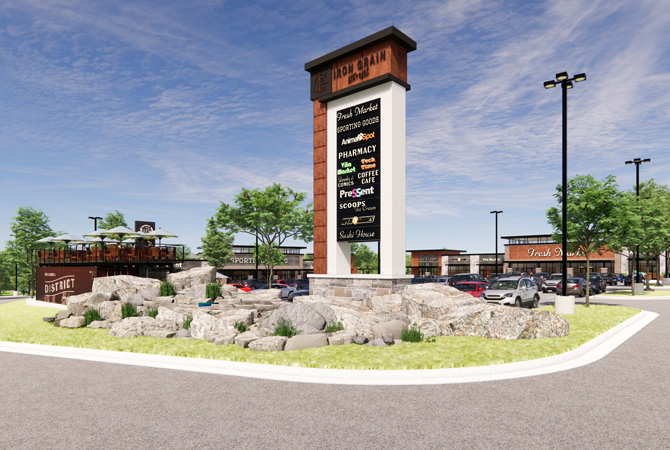 Rendering of shopping center entry sign